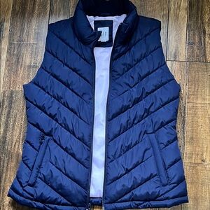 GAP Blue Quilted Vest with High Collar